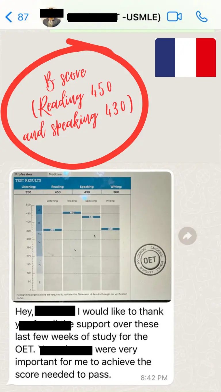 Listening = 390 (B), Reading = 380 (B), Speaking = 390 (B), Writing = 360 (B)